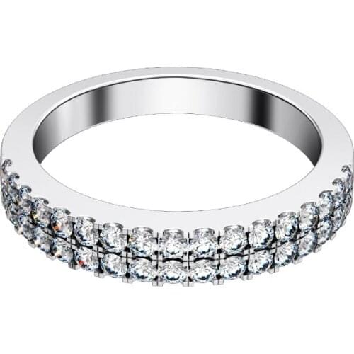 Florid Jewelry Micro paved Band Ring Solid 925 Sterling Silver Engagement Ring White Gold Color Prmoise Ring