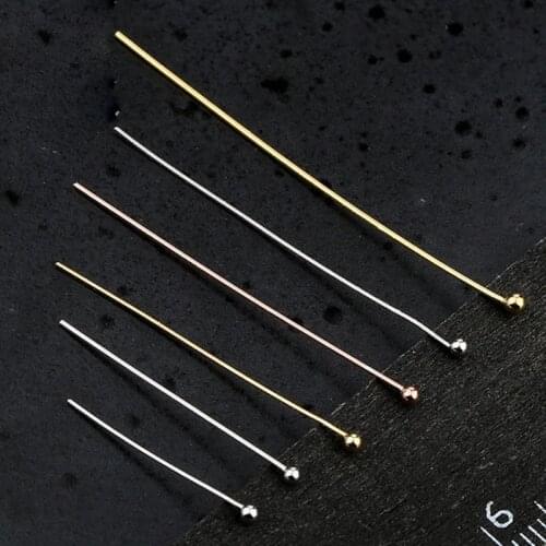 5pcs/lot 925 Sterling Silver Round Ball Pins DIY Jewelry Findings Supplier 20 25 30 35 40 45mm Length Beading Pendant Needles