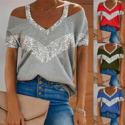Kuelawear Print V-neck Short Sleeve Womens Tops Summer Fashion Casual Ladies Tops Loose Shirts Pullover T-Shirts Plus Size