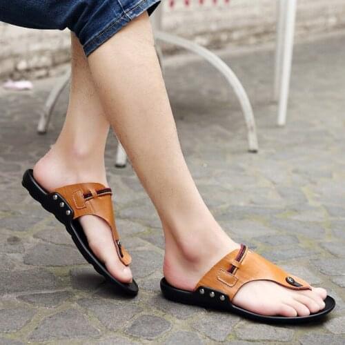 Summer Sandals Men Teenslippers Soft Flip Flops Sandale Homme Cuir V Ritable Shower Sandalias Para Hombre Mens Leather Ete