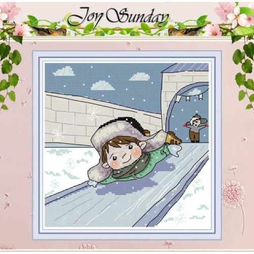 Skiing girl cartoon pattern counted Cross Stitch 11CT 14CT Cross Stitch Sets DIY Chinese Cross-stitch Kits Embroidery Needlework