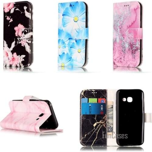 Fashion Pink Marble Flower Wallet card PU Leather stand case cover For Samsung Galaxy A3 2017 A5 2017 Samsung A320 A520