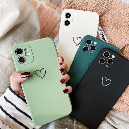 Fashion Simple love Right angle Square Soft silicone phone case for apple iphone 12 MiNi X XR XS MAX 7 8 plus 11 Pro SE 10 cover