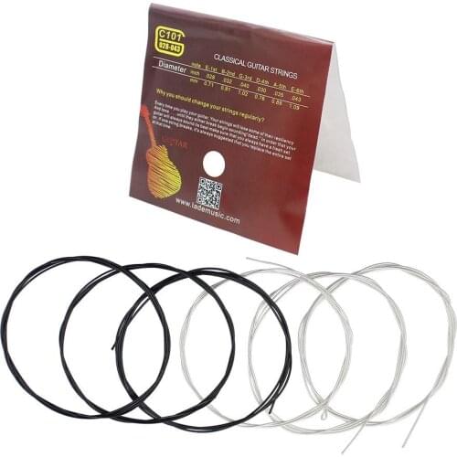 IRIN 6 Pcs Classical Guitar String Set Black Nylon Core Silver-Plated Copper Wound 1st-6th