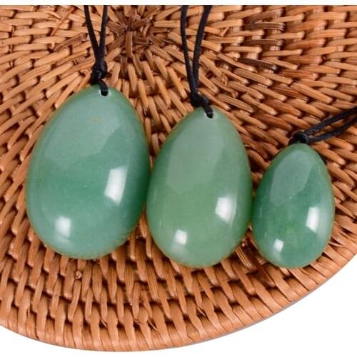 Jade Egg Set Drill Natural Aventurine Yoni Egg Mineral Quartz Healing Massage Ball Kegel Exercise Pelvic Floor Muscle For Women