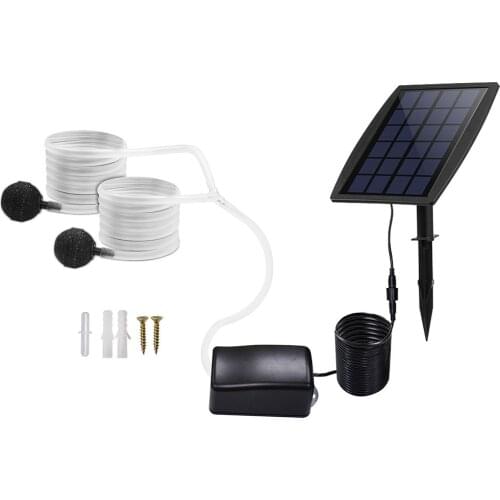 New Solar Air Pump Kit Inserting Ground Water Air Pump Oxygenator Solar Aerator with Oxygen Hoses for Pond Fish Tank Garden