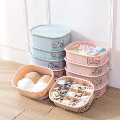 Women Men Underwear Organizer Storage Box Bin with Cover Drawer Closet Organizer Scarfs Socks Bra Container Boxes