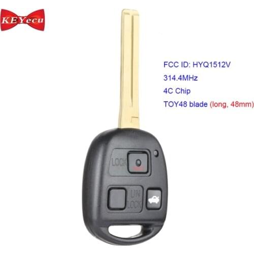 KEYECU for Lexus ES300 LS400 SC300 SC400 1998 1999 2000 Remote Key Fob 314.4MHz 4C Chip HYQ1512V TOY48 48mm Long Blade