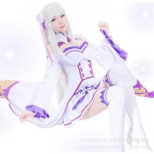 S-XL Re: Zero Starting Life In Another World Cosplay costume Re:Zero kara Hajimeru Isekai Seikatsu Emilia Costumes SEXY dress