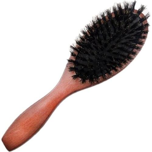Natural Boar Bristle Hairbrush Massage Comb Anti-static Hair Scalp Paddle Brush Beech Wooden Handle Hair Brush Comb Styling Tool