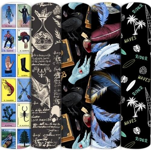 Skull Black Cat Feather Polyester Cotton/Stretch Fabric Patchwork Sewing Kid Home Textile Cloth Quilting Dress Curtains,1Yc16751