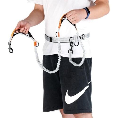 Reflective Running Leash Hand Free Running Dog Lead Shock Absorbing With Adjustable Waist Belt Multiple D Ring for Walking Dogs