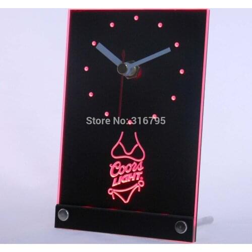 Tnc0110 Coors Lite Bikini Beer 3D LED Table Desk Clock