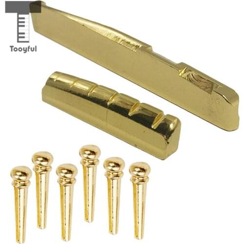 Tooyful Brass Bridge Pins Peg Saddle Nut Set for 6-String Acoustic Guitar Accessory