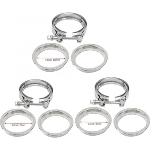 Universal Car V-Band Clamp Exhaust Downpipe Flange Kit 304 Stainless Steel Fit for 76mm 89mm 102mm car accessories
