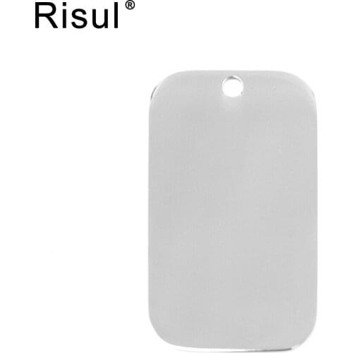 Risul ID tags mirror polish 21x36mm round Corner rectangle Dog tag DIY print charms Pendant stainless steel wholesale 50pcs