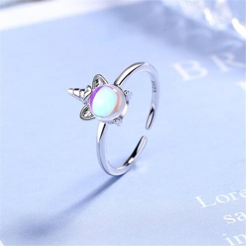 2019 Fashion Exquisite Moonstone Unicorn Rings for Women Fashion Adjustable Elegant Rings Female Wedding Jewerly Party Gifts