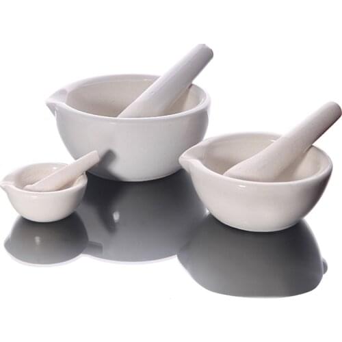 2pcs/lot Lab Ceramic Mortar Laboratory Pestle WIith Mortar Pestle White Mixing Grinding Bowl Set