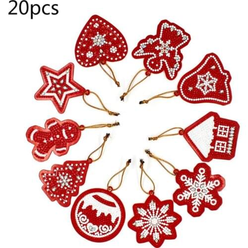 20 Pieces Christmas DIY Artificial Diamond Painting Gift Tags Resin Painting Han T3LE
