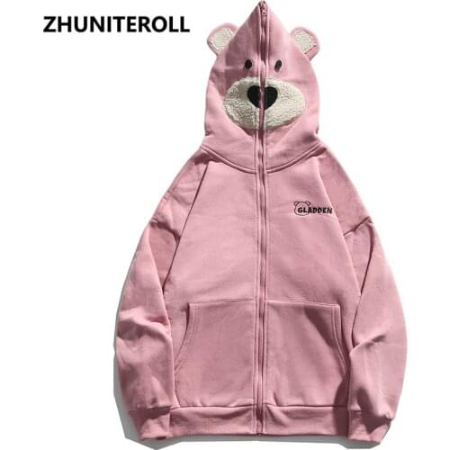 2021 Kawaii Bear Ear Men Hoodies Streetwear Hip Hop Harajuku Fashion Casual Pullover Hooded Sweatshirts Men Japanese Couple Tops