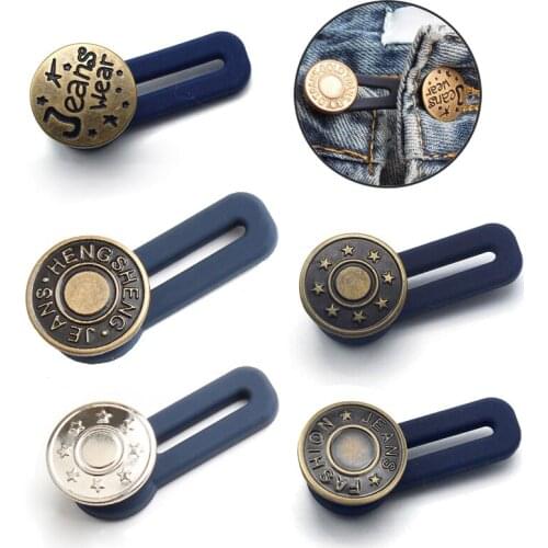5Pcs Adjustable Disassembly Retractable Jeans Waist Button Metal Extended Buckles Pant Waistband Expander Free Sewing Buttons