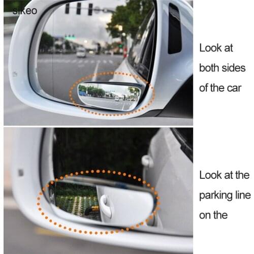 Sikeo 2pcs Car Mirror Wide Angle 360 Degree Convex Blind Spot Mirror Parking Rear View Adjustable Mirror Accessories