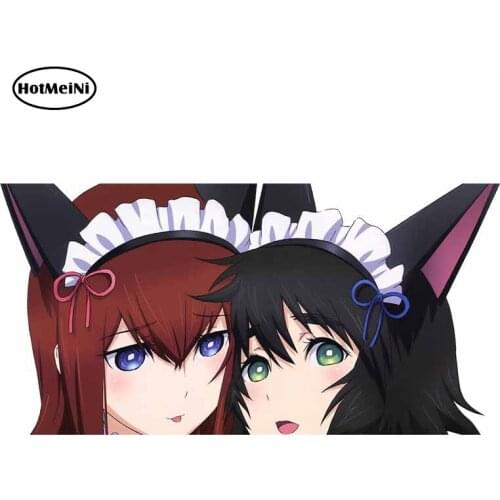 HotMeiNi 13cm x 6.4cm Half Head Car Stickers for Steins Gate Auto Beauty Anime Decals Waterproof Laptop Refrigerator Wrap