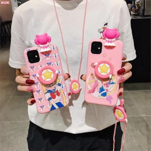 Lovely TPU Soft Phone Strap Rope Case For iPhone 11 Pro Xs Max Xs XR 6 7 8Plus Case