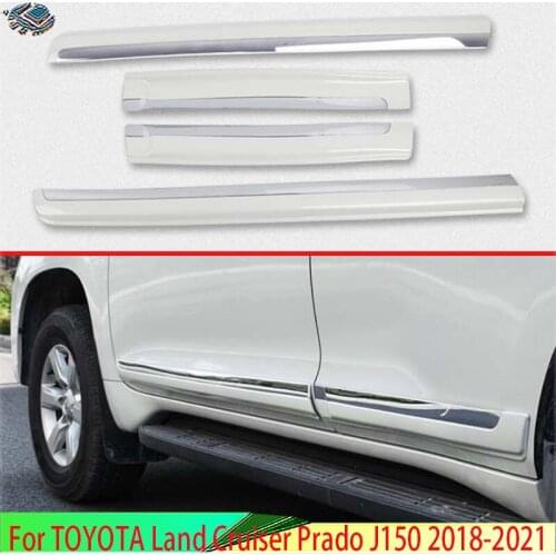 For TOYOTA Land Cruiser Prado J150 2018 2019 Decorate Accessories ABS Chrome Pearl white Side Door Line Garnish Body Trim