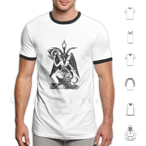 Sigil Of Baphomet T Shirt Print For Men Cotton New Cool Tee Baphomet Goat Satan Lucifer Demon Pentagram Pentacle Sigil