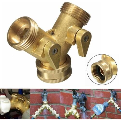 Heavy Duty Brass Garden Hose Connector Tap Splitter (2 Way) – New and Improved - Outlet Splitter, Hose Splitter, Hose Spigot Ada