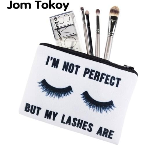 Jom Tokoy Lashes white 3D Printing simple makeup bag neceser Cosmetic case women trousse de maquillage organizer pencil case