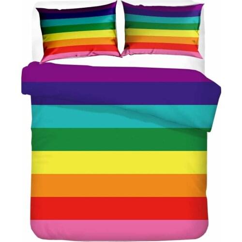 Rainbow Print Bedding Set Colorful Horizon Stripe Duvet Cover Sets Comforter Bed Linen Twin Queen King Single Size Dropshipping