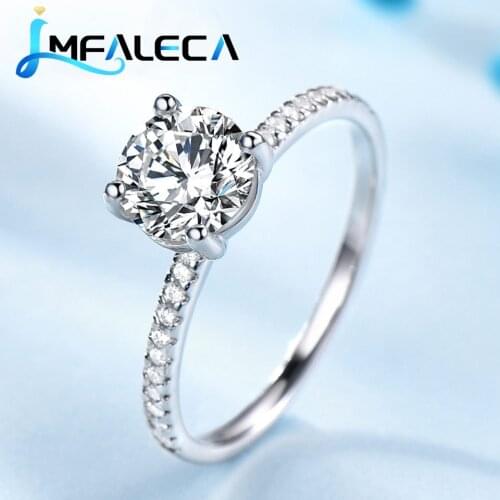 LMFALECA Rings for Women Real 925 Sterling Silver Wedding Ring White Topaz Gemstone Birthstone Engagement Fine Jewelry Gift