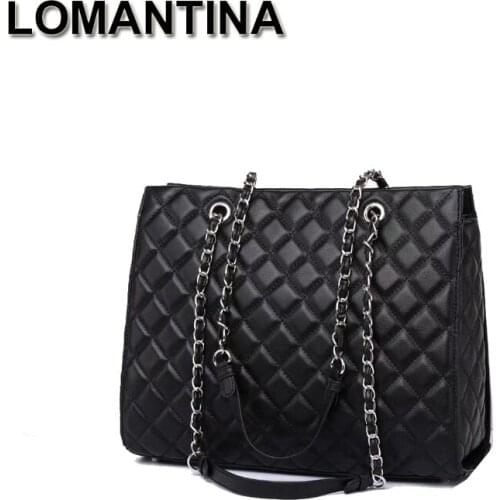 LOMANTINA Fashion Sheepskin Composite Bags For Ladies Plaid Large Capacity Tote Bags For Women Purses Chain Brand Handbags