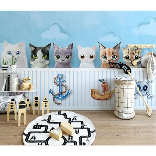 Bacal 3D Wall Wallpaper For Walls Cartoon 8D wall stickers for Kids rooms Wallpaper paper mural 3d cats photo Wall Mural