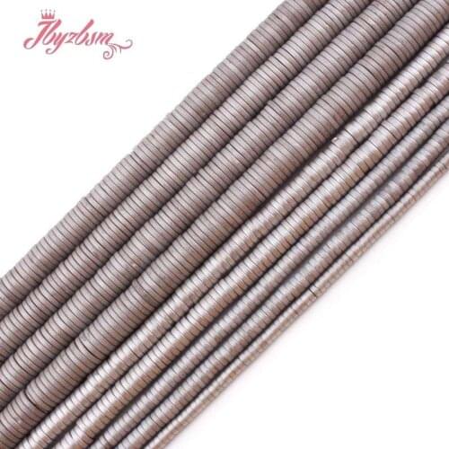 Natural Hematite Gray Forst Rondelle Button Stone Beads For Jewelry Making DIY Necklace Bracelet Loose Spacer 1x2/1x3/1x6mm 15"