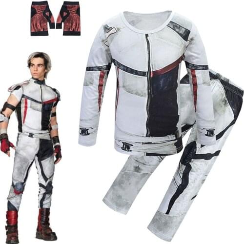 New Kids Halloween Cosplay Costume Descendants 3 Jay Carlos Costumes Zentai Funny Party 3D Jumpsuits T-shirt+pants Clothing Sets