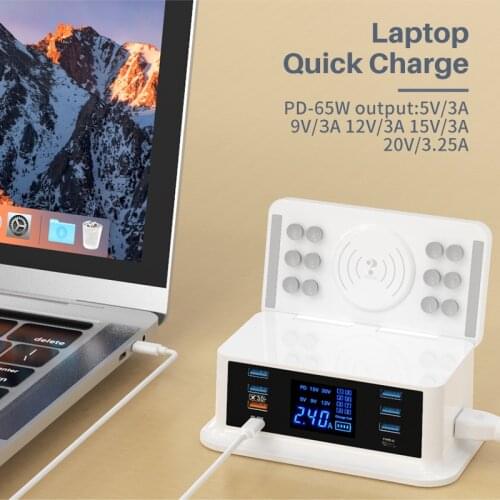 PD65W Quick Charger GAN Fast Charging Smart Type C multi usb Station Hub for Macbook pad iphone 12pro. 7 8 Xiaomi Samsung Huawei