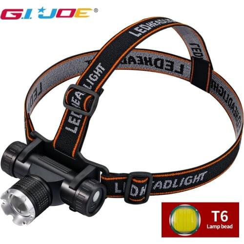 GIJOE Rechargeable T6 Headlamp Zoom Fishing Headlamp Torch Outdoor Super Bright Headlamp Waterproof Camping Hunting Head Lamp