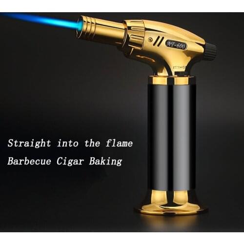 Professional Kitchen Culinary Torch Portable Windproof Refillable Gas Lighter with Adjustable Flame for Cooking Baking Barbecue