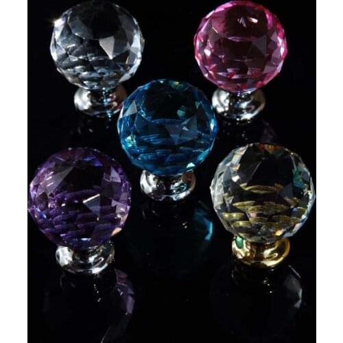 Clear pink blue purple glass rhinestone drawer win cabinet knobs pulls silver gold glass crystal kitchen cabinet dresser handles
