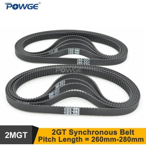 POWGE 10pcs 260/264/268/274/280 2GT Timing Belt W=6/9mm T=130/132/134/137/140 GT2 Closed-Loop Synchronous Belt 280-2GT 260-GT2