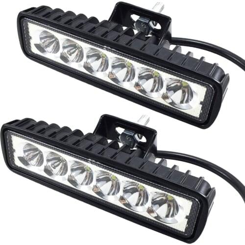 2Pcs 6" 18W LED Light Bar 12V 24V Motorcycle Offroad 4x4 ATV Spot Daytime Running Lights Truck Tractor Warning Work Spotlight