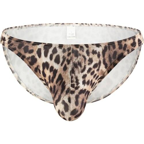 Mens Briefs Sexy Gay Underwear Cueca Leopard Panties Man Brief Bikini Slip Pouch Underpants Male Shorts Ropa Interior Hombre