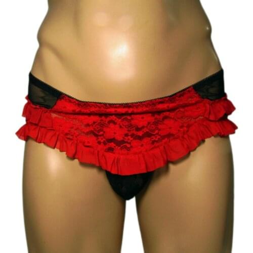 Mens Lingerie Sissy Panties Mesh G-string Bikini Underwear skirt thong sous vetement homme Gay Sissy Pouch Panties for men