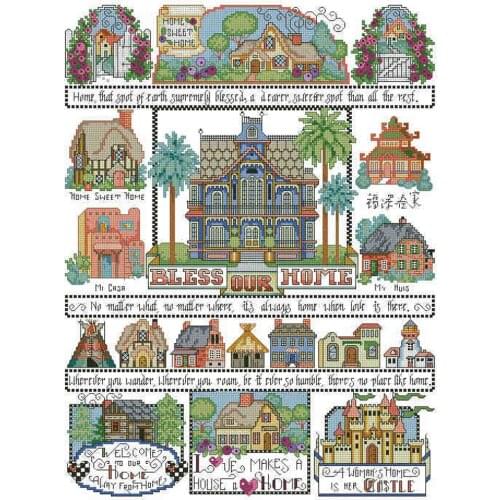 Manufacturer Embroidery Bless Our Family Embroidery Cross Stitch Designs with 100% Cotton Flosses & Free Shipping for Wall Decor