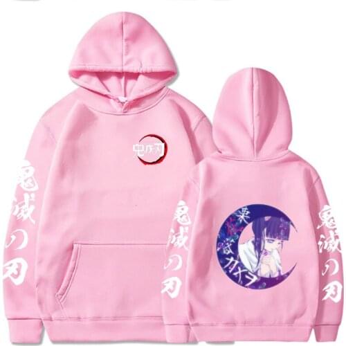 Japan Anime Demon Slayer Tsuyuri Kanao Hoodies Pullovers Men Fashion Cartoon Kawaii Girl Printed Long Sleeve Casual Sweatshirt