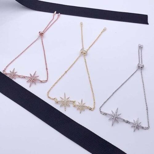 Womens High quality personalized double meteor bracelet with six pointed star and zircon