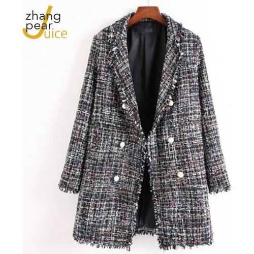 Elegant Winter Spring Women Wool Blend Coat Causal Long Sleeve Tweed Coat Women Fashion Jacket Streetwear
